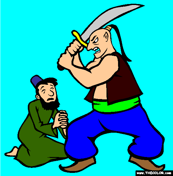 The Merchant And The Genie Coloring Page