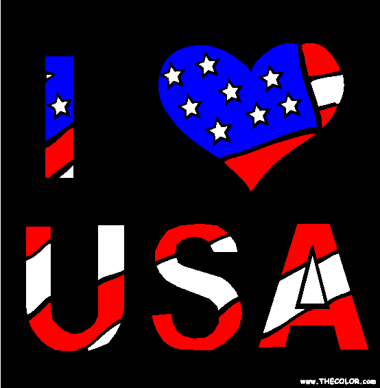 I Love USA Coloring Page