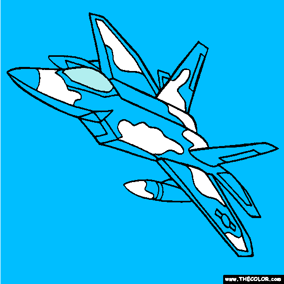 F-22 Raptor Stealthfighter Online Coloring Page