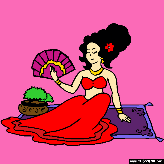 Asian Princess Online Coloring Page