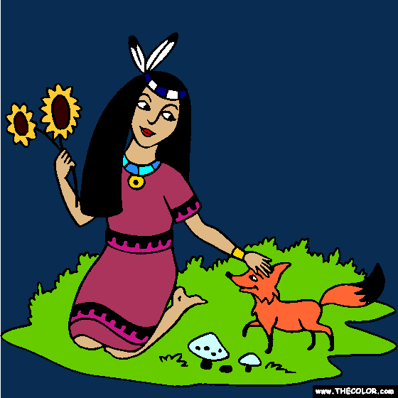 Native American Indian Princess Coloring Page