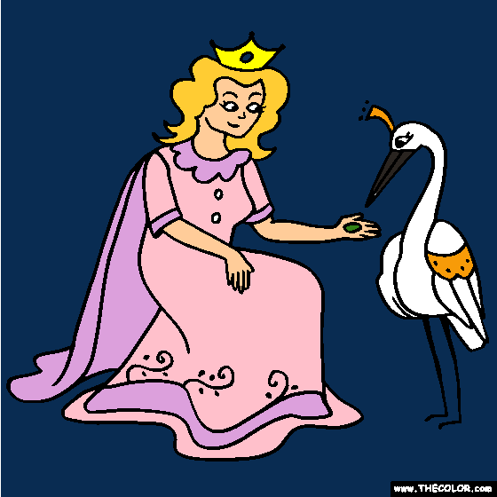 Princess and Swan Online Coloring Page