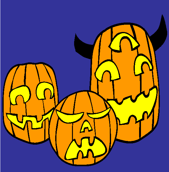 Carved Halloween Pumpkins Online Coloring Page