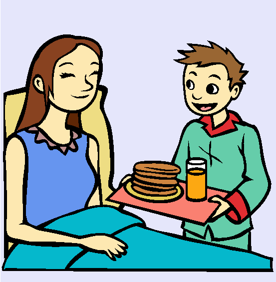 Breakfast In Bed for Mothers Day Online Coloring