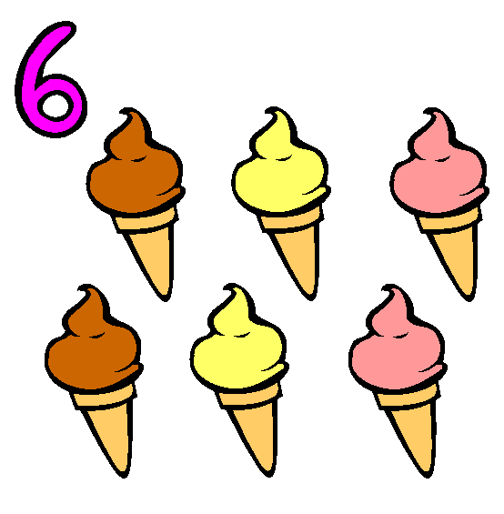 Six (Ice Cream Cones) Coloring Page