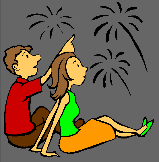 Watching Fireworks Coloring Page