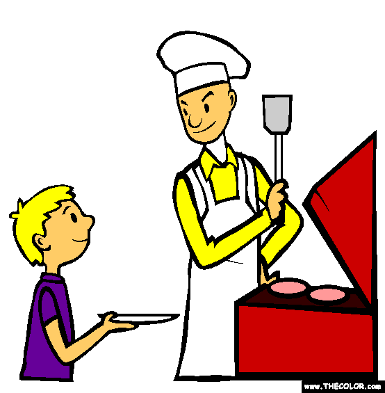 Family BBQ Coloring Page