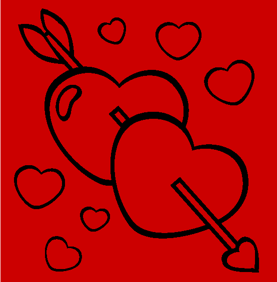 Arrow Hearts Valentines Day Online Coloring Page