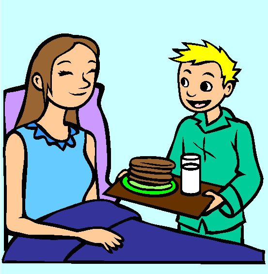 Breakfast In Bed for Mothers Day Online Coloring