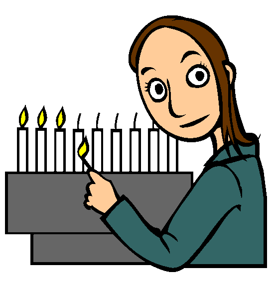 Lighting the Menorah Online Coloring Page