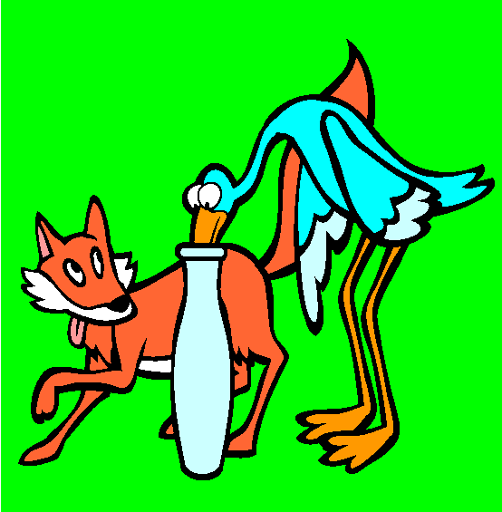The Fox And The Stork Coloring Page