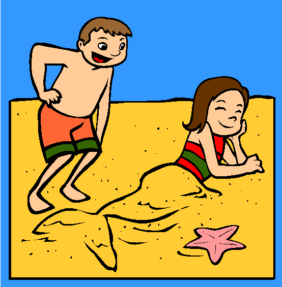 Beach Mermaid Coloring Page