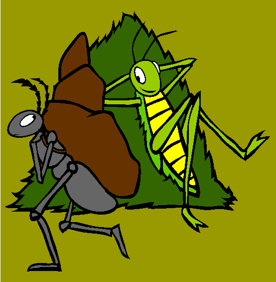 Ant And Grasshopper Coloring Page
