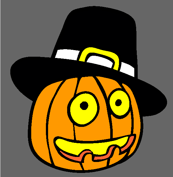 Thanksgiving Pumpkin Pilgrim Online Coloring Page