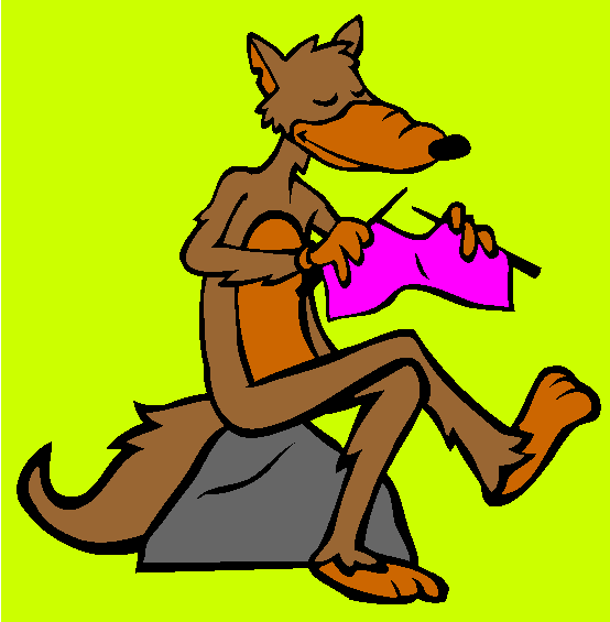 Wolf Knitting Coloring Page