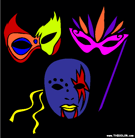 Masks Coloring Page