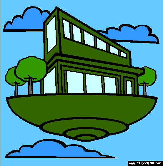 Floating Home Coloring Page