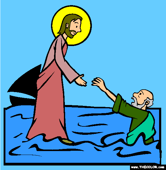 Jesus Walking On Water Coloring Page