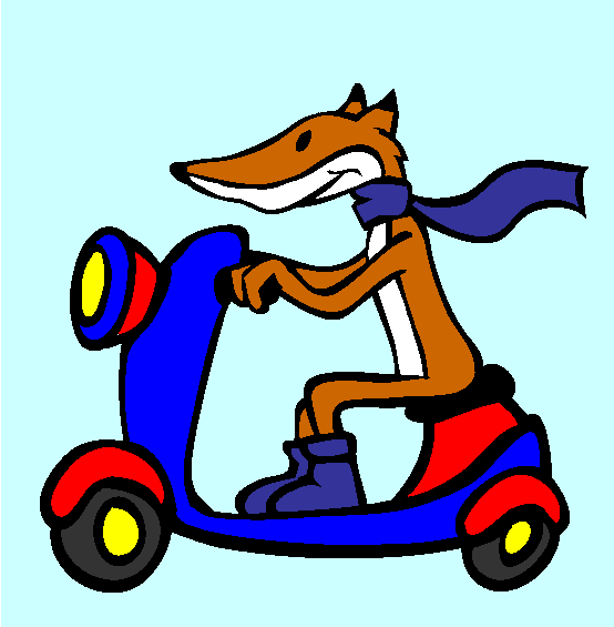 Fox On Scooter Coloring Page