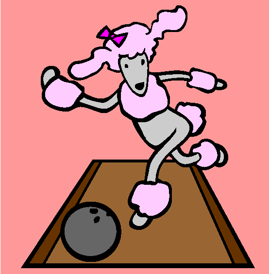 Poodle Goes Bowling Coloring Page