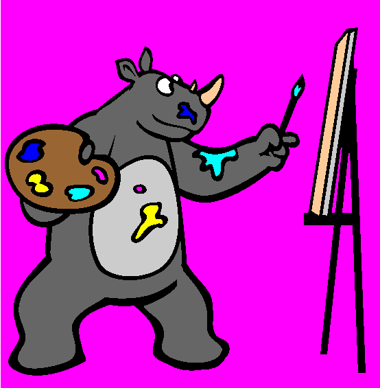 Rhino The Painter Coloring Page