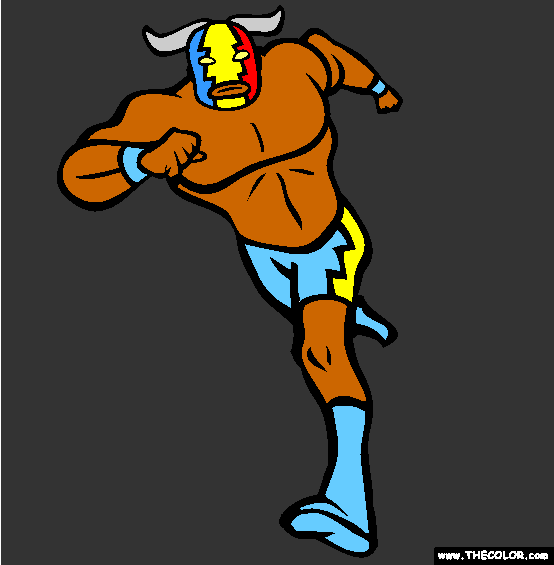 Bull Run Pro Wrestler Online Coloring Page