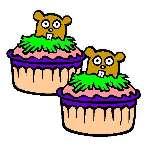 Groundhog Cupcakes Coloring Page