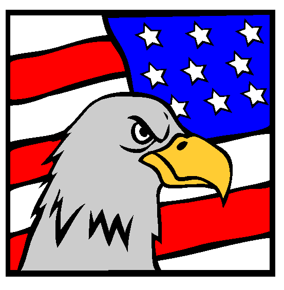 American Bald Eagle Flag Online Coloring Page