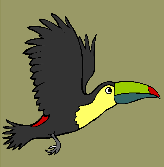 Flying Toucan Coloring Page