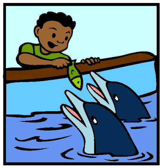 Feeding Dolphins Coloring Page
