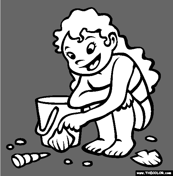 Collecting Shells Coloring Page