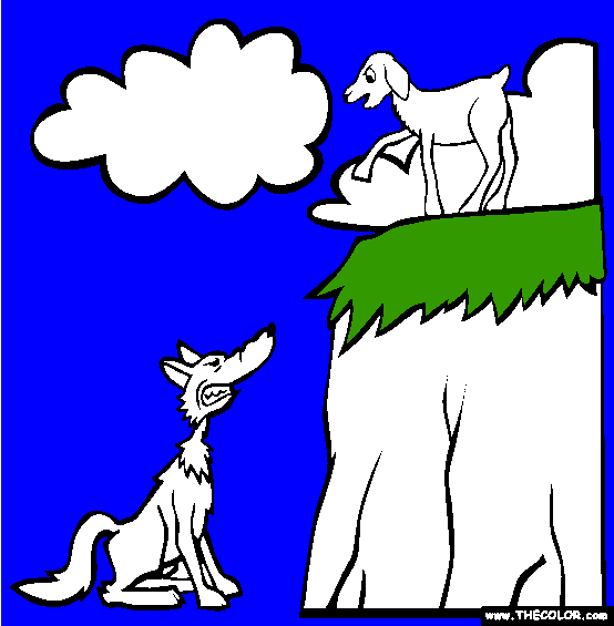 The Wolf And The Kid Coloring Page