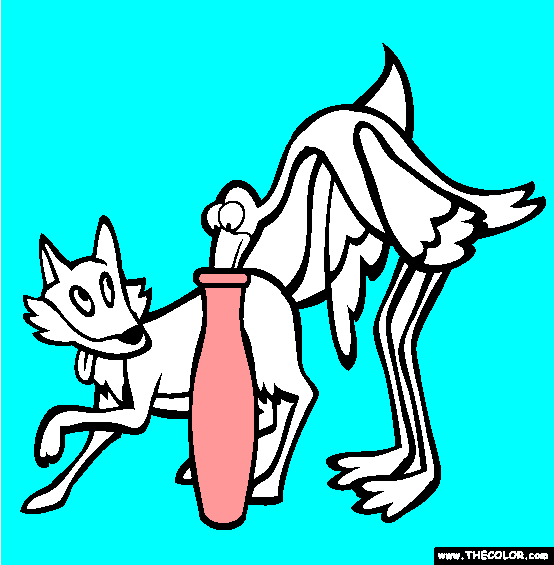 The Fox And The Stork Coloring Page
