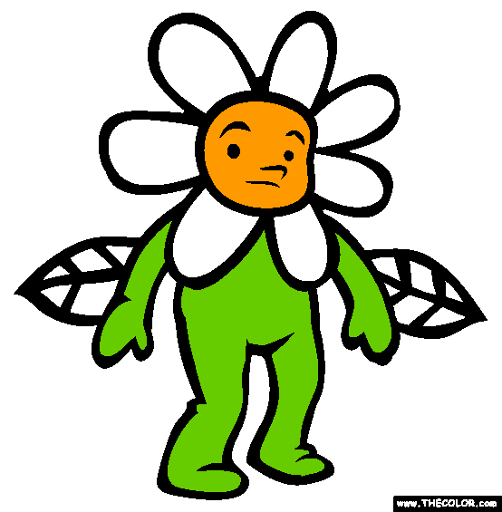 Halloween Flower Costume Online Coloring Page