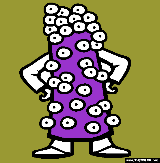 Halloween Eye Monster Costume Online Coloring Page
