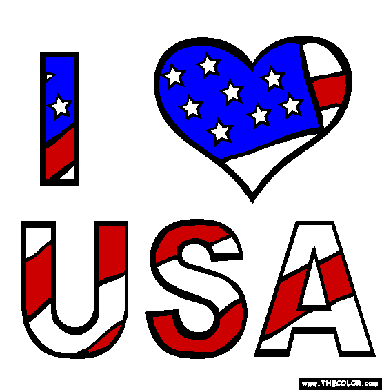 I Love USA Coloring Page
