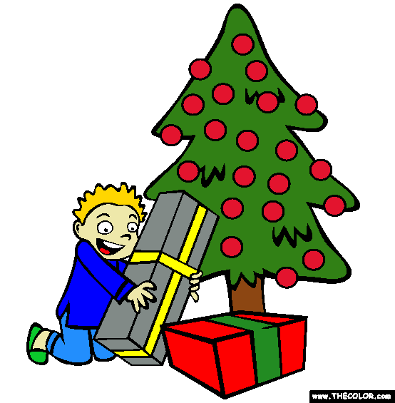 Christmas Presents Under the Tree Coloring Page