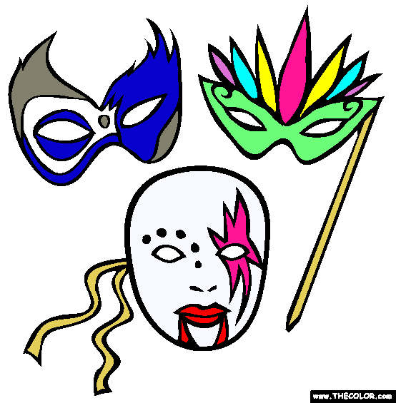 Masks Coloring Page