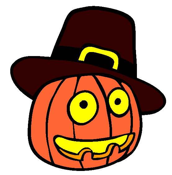 Thanksgiving Pumpkin Pilgrim Online Coloring Page