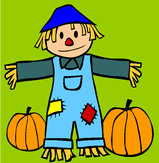 Fall Scarecrow and Pumpkins Coloring Page
