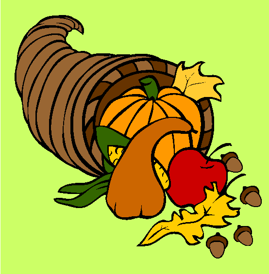 Thanksgiving Cornucopia Online Coloring Page