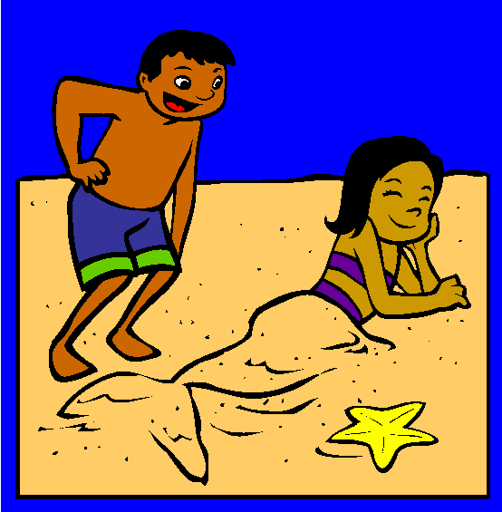 Beach Mermaid Coloring Page