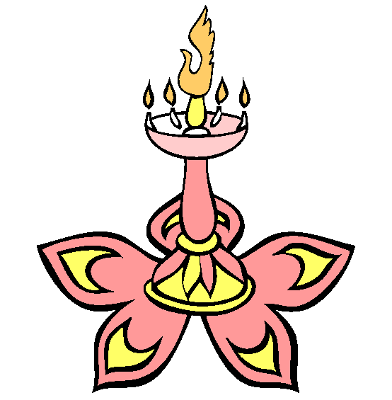 Diwali Flower Candle Coloring Page