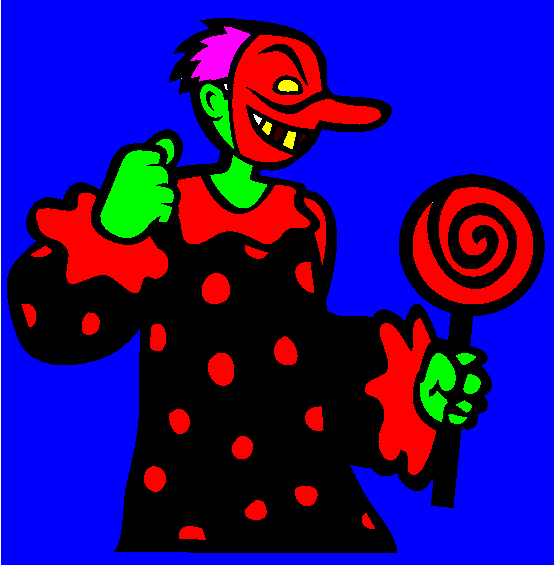 Halloween Scary Clown Costume Online Coloring Page