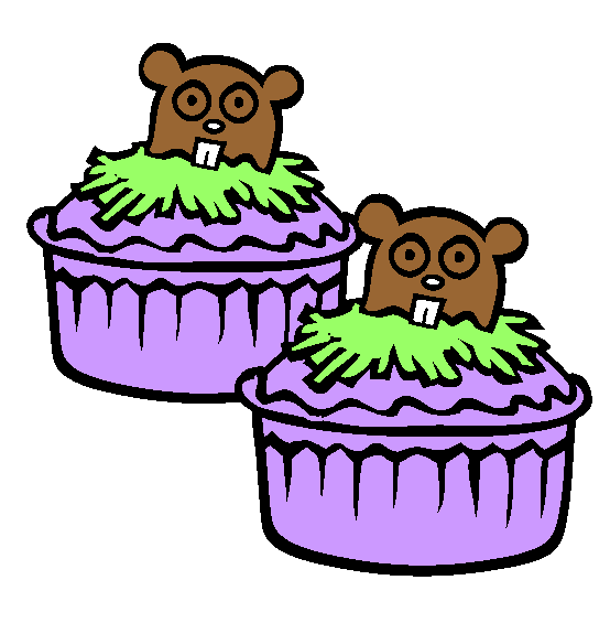 Groundhog Cupcakes Coloring Page