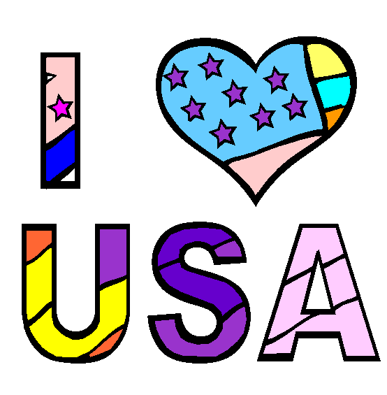 I Love USA Coloring Page