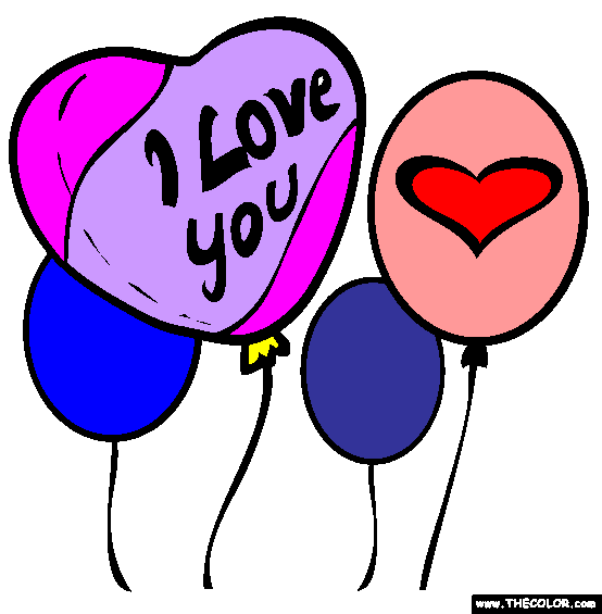 Valentines Day Love Balloons Coloring Page