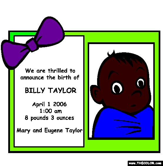 Baby Announcement Coloring Page