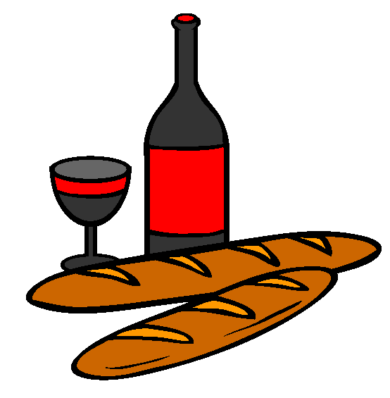 Bastille Day French Bread And Wine Coloring Page