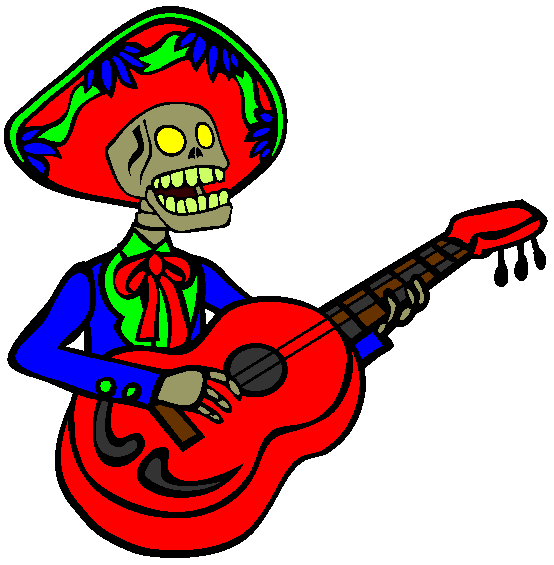 Mariachi Skeleton Coloring Page